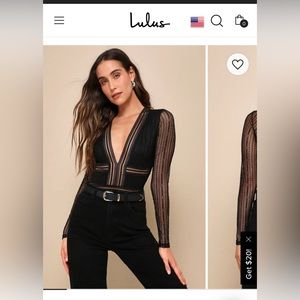 Lulu’s Black Lace Bodysuit, size L
